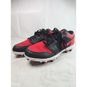 Size 12.5- Nike Air Jordan 1 Retro TD Low Bred Black Red OG Football Cleats